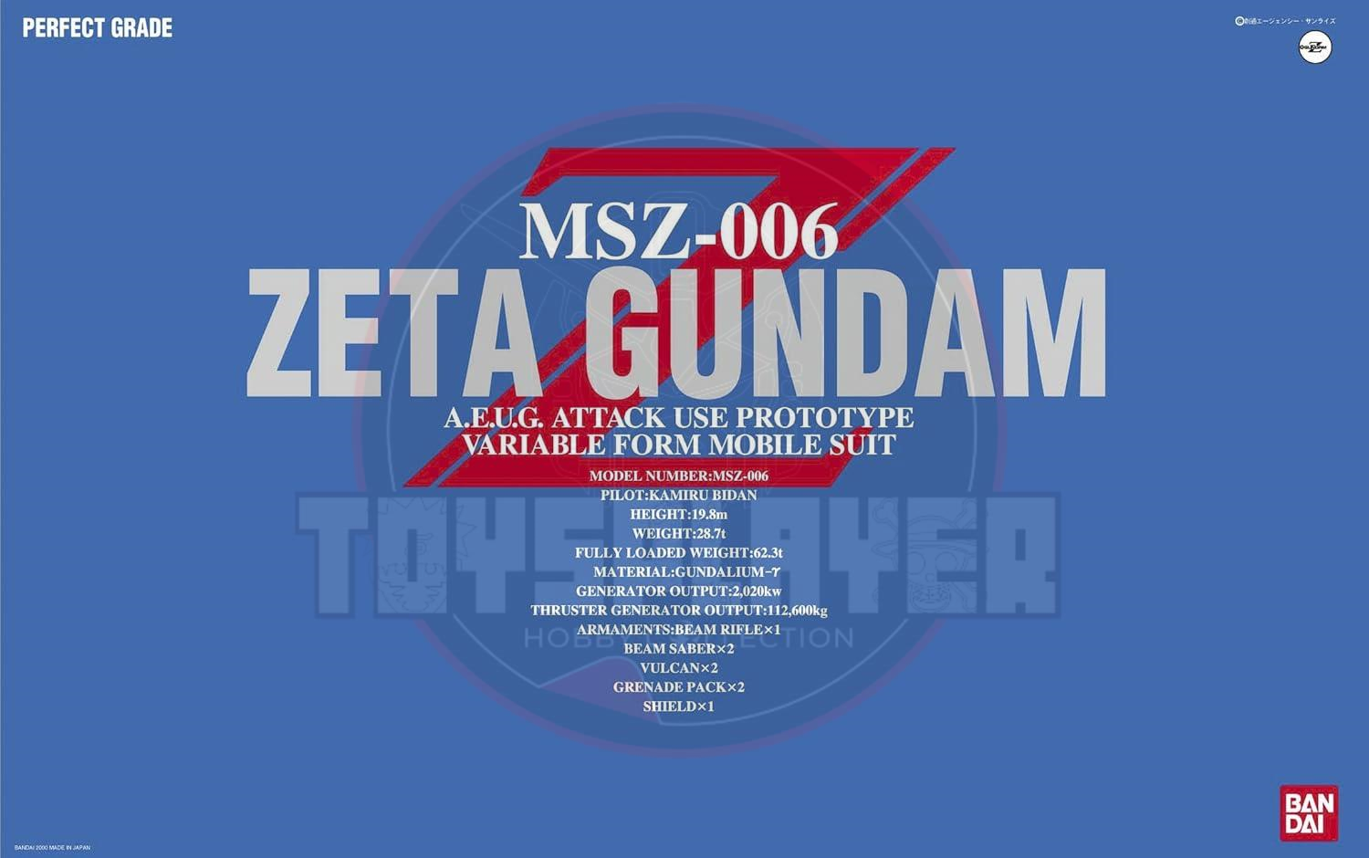PG 1/60 Zeta Gundam Model Kits